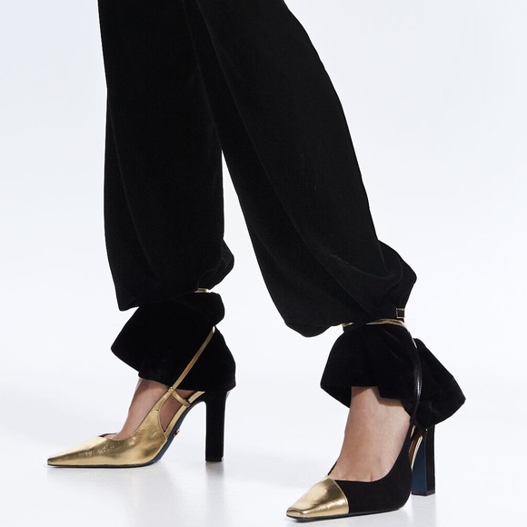 Zara BLUE COLLECTION COMBINATION LEATHER HIGH HEEL - Picture 2 of 7